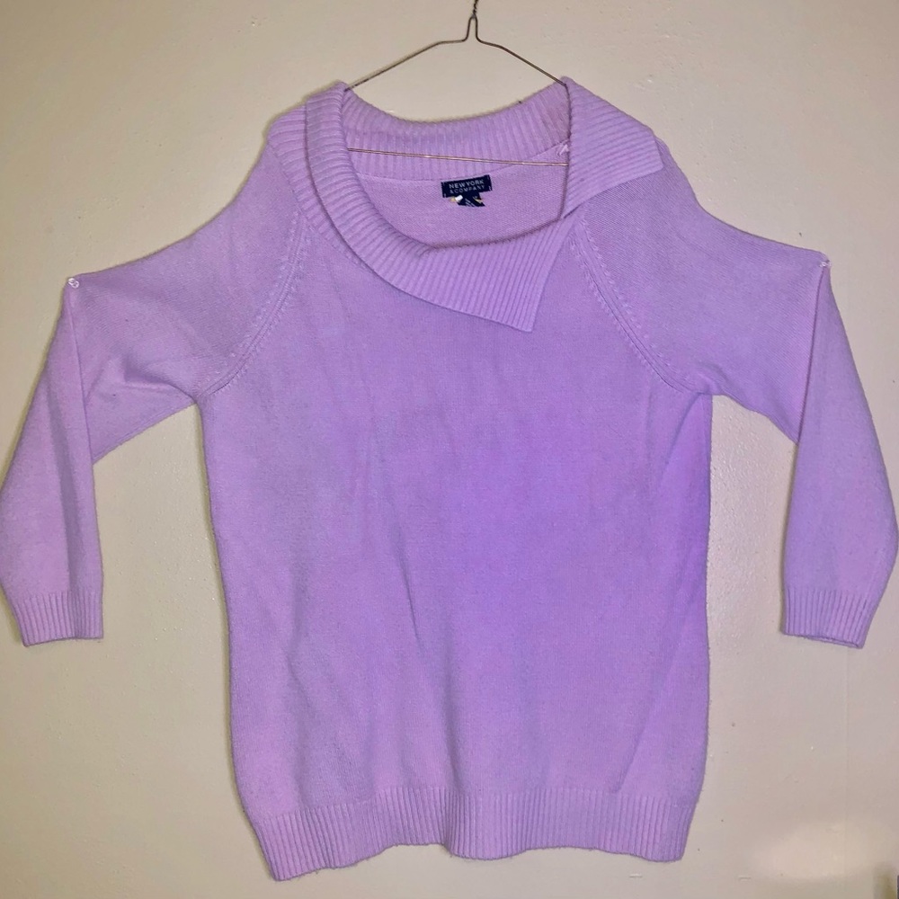 This Is A Purple Long Sleeve Sweater With A Flip Down Turtle Neck